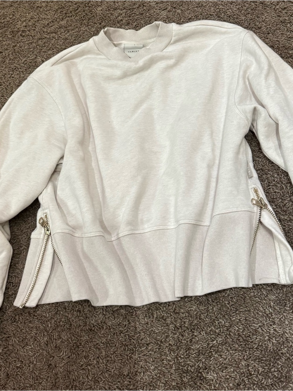 Varley Off-White Ribbed Crewneck Sweatshirt